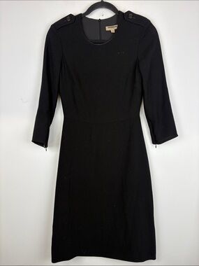 Burberry London Black Sheath Dress 3/4 Sleeve Classic Career Size 2